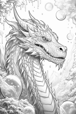 an ice dragon breathing out ice with a snowy background
