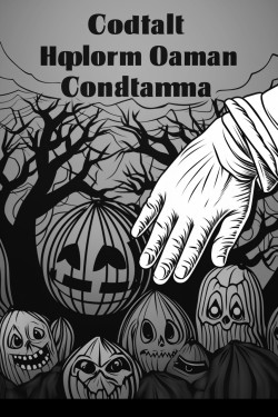 create a halloween theme coloring book cover for kids detailed colorful art no black shading no complex patterns distorted hands  distorted figures