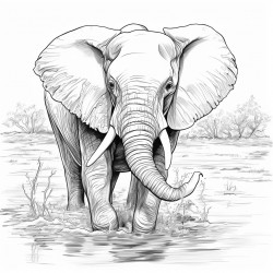 african elephant  splashing water with its trunk
