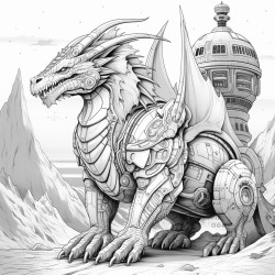 dragon and spaceship