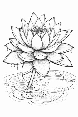 lotus flower floating on water with detailed petals