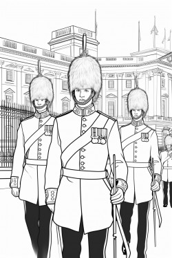 united kingdom kings guards in changing ceremony