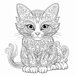 un coloriage magique de chat  remplir avec des lettres majuscules manuscrites
