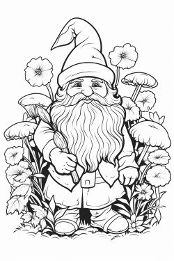 gnome woman berries grass leaves