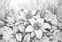 purple field of flowers with blue sky and close