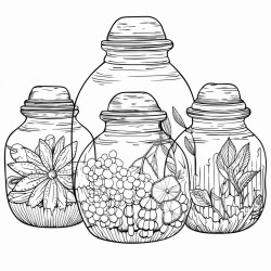 cute jars clean lines sharp lines distinct edges clear boundaries continuous lines