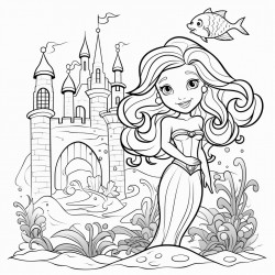 a mermaid in an underwater castle