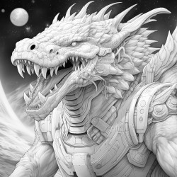 dragon and spaceship