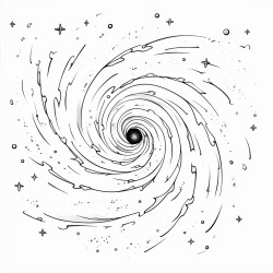 a simple spiral galaxy that a kid could colour in with stars and nebulosity