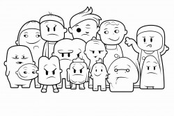 a group of simple characters some happy and some sad