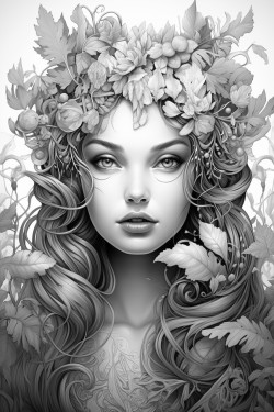 goddess of nature surrounded by plants