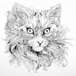 un chat fantastique destine  du coloriage pour adultes