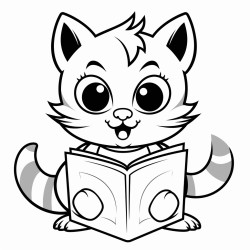 a cat reading a book