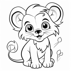 a cute liion  coloring bookvector white background black and white black drawing