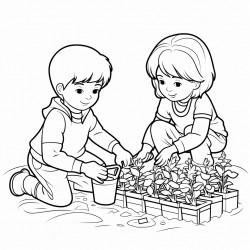 working in garden