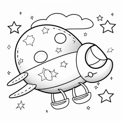 airplane with ballons stars and the moon