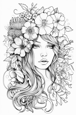 frau mit blumenkopf