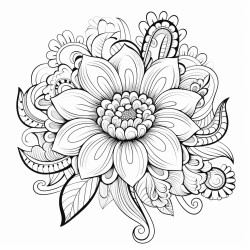 mandela floral artwork with zentangle details