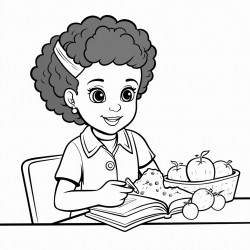 black little girl working as a nutritionist
