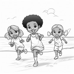 african american kids playing at the beach