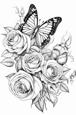 roses and buterflies