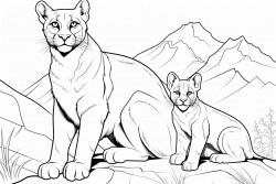 a mountain lion and his baby