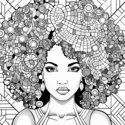 black woman with afro mosaic
