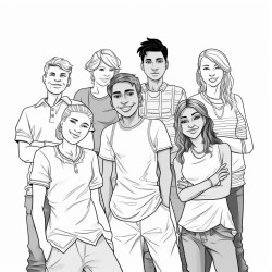 prompt friend group of 7 people what are 6 boys aged 17 and 18 and 1 girl aged 15