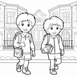 children go to junior school with briefcases