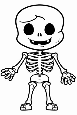 cute cartoon skeleton taking xray