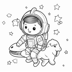 astronaut riding a unicorn in space