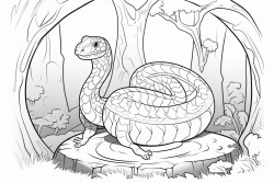 snake  wrapped round a tree trunk in the forest