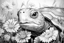 turtle eating a flower under water