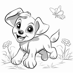 a playful puppy chasing butterflies