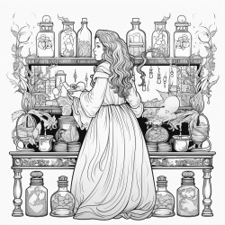 a detailed witchs apothecary