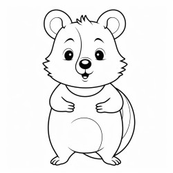 a full body coloring page of a quokka