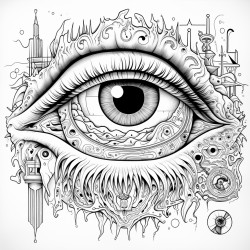 create a mysti al world inside of an eyeball