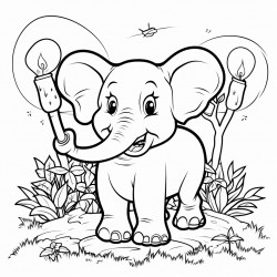 elephant in the forest with light bulbs