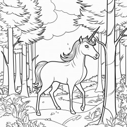 a unicorn in the forest