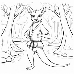 kangaroo with karate belt in the forest