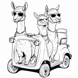 a two headed llama on a scooter
