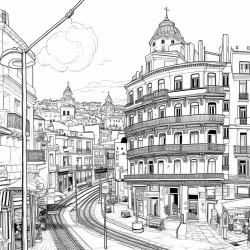 je veux colorier la ville de marseille en france caricatur