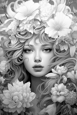 art style with magic and flower and full color