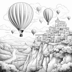 balloon with shallow ornaments over the town