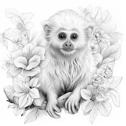 a java langur with intricate pattern inside of it no color no shading plant flower medium line
