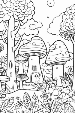 a cute forest whispe  coloring bookvector white background black and white black drawing