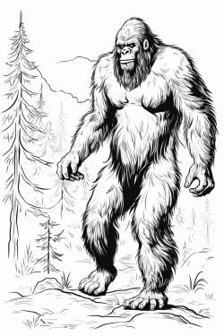 a trademark free unique image of sasquatch walking that i can use for my labels