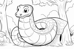 snake  wrapped round a tree trunk in the forest