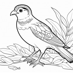 a quail working on leaves