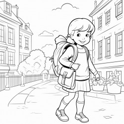 une limace avec un sac  dos qui se promne en ville